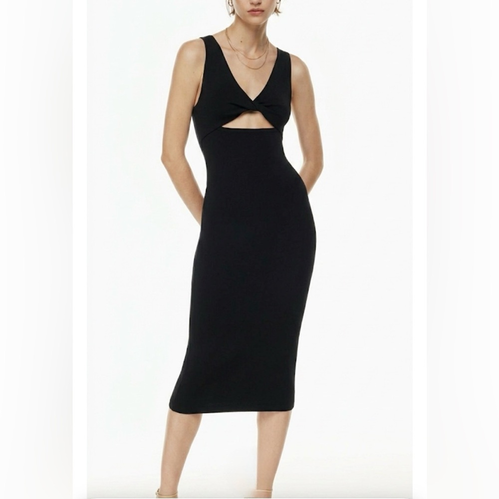 Aritzia Babaton Black Twist Cutout Midi Dress
